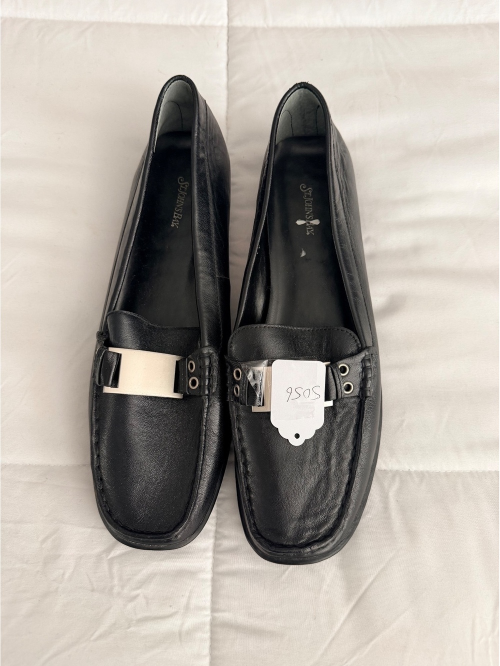 St. John's Bay Black Leather Loafers Size 10M